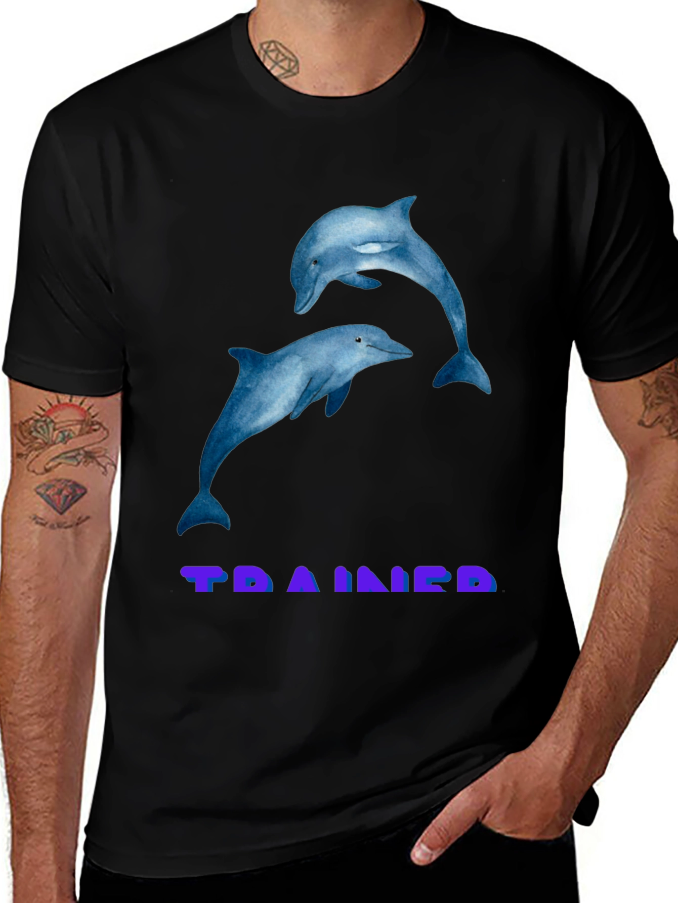 Dolphin Graphic T-Shirt - TRAINED Black Tee
