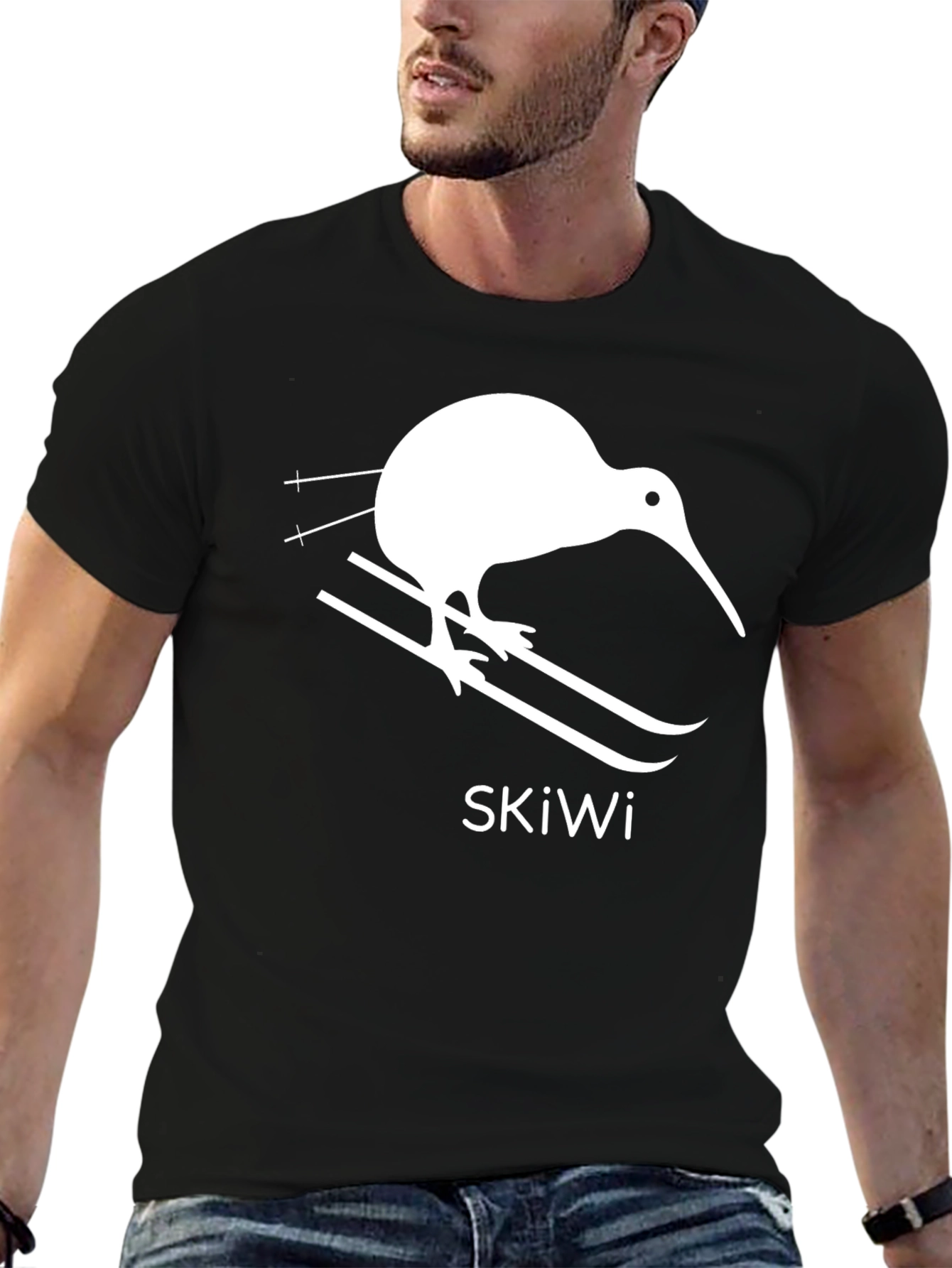 SkiWi T-Shirt - Kiwi Bird on Skis - Unique Design