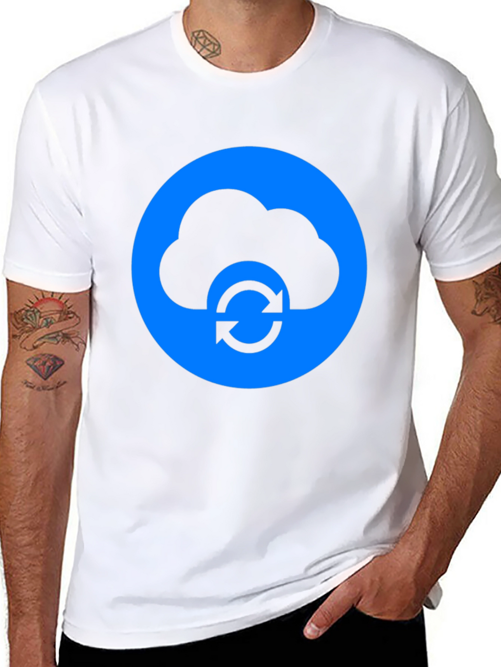 Cloud Sync Black T-Shirt - Modern Tech Design