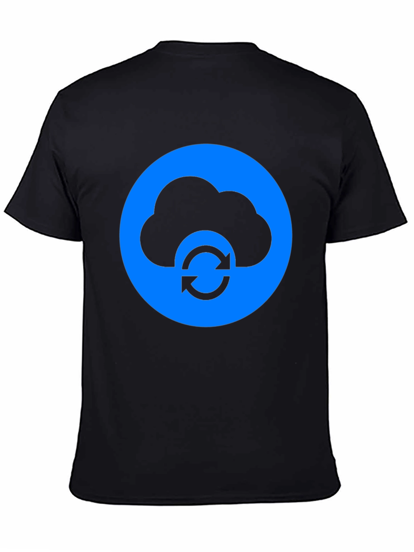 Cloud Sync Black T-Shirt - Modern Tech Design