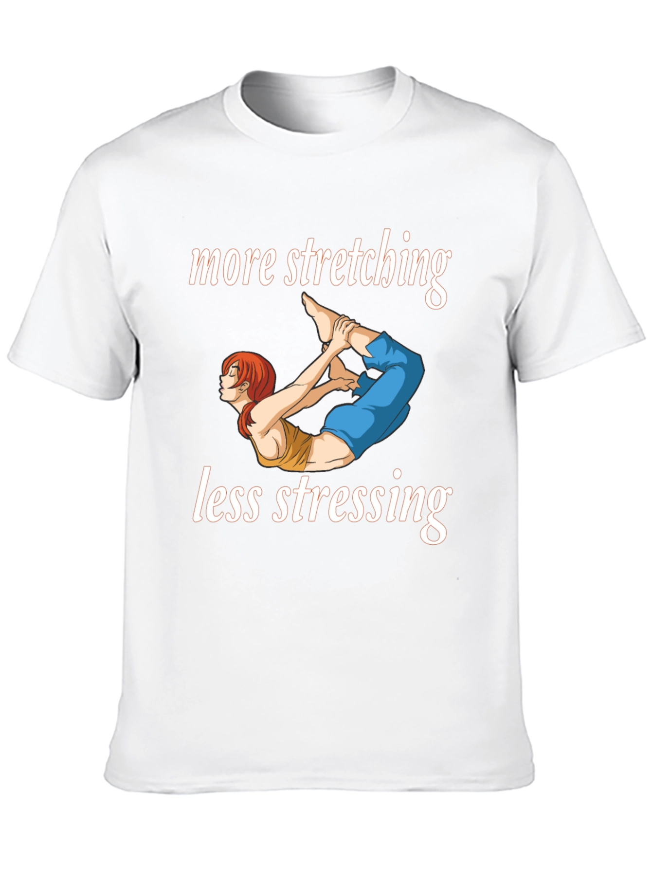 More Stretching Less Stressing Yoga Black T-Shirt