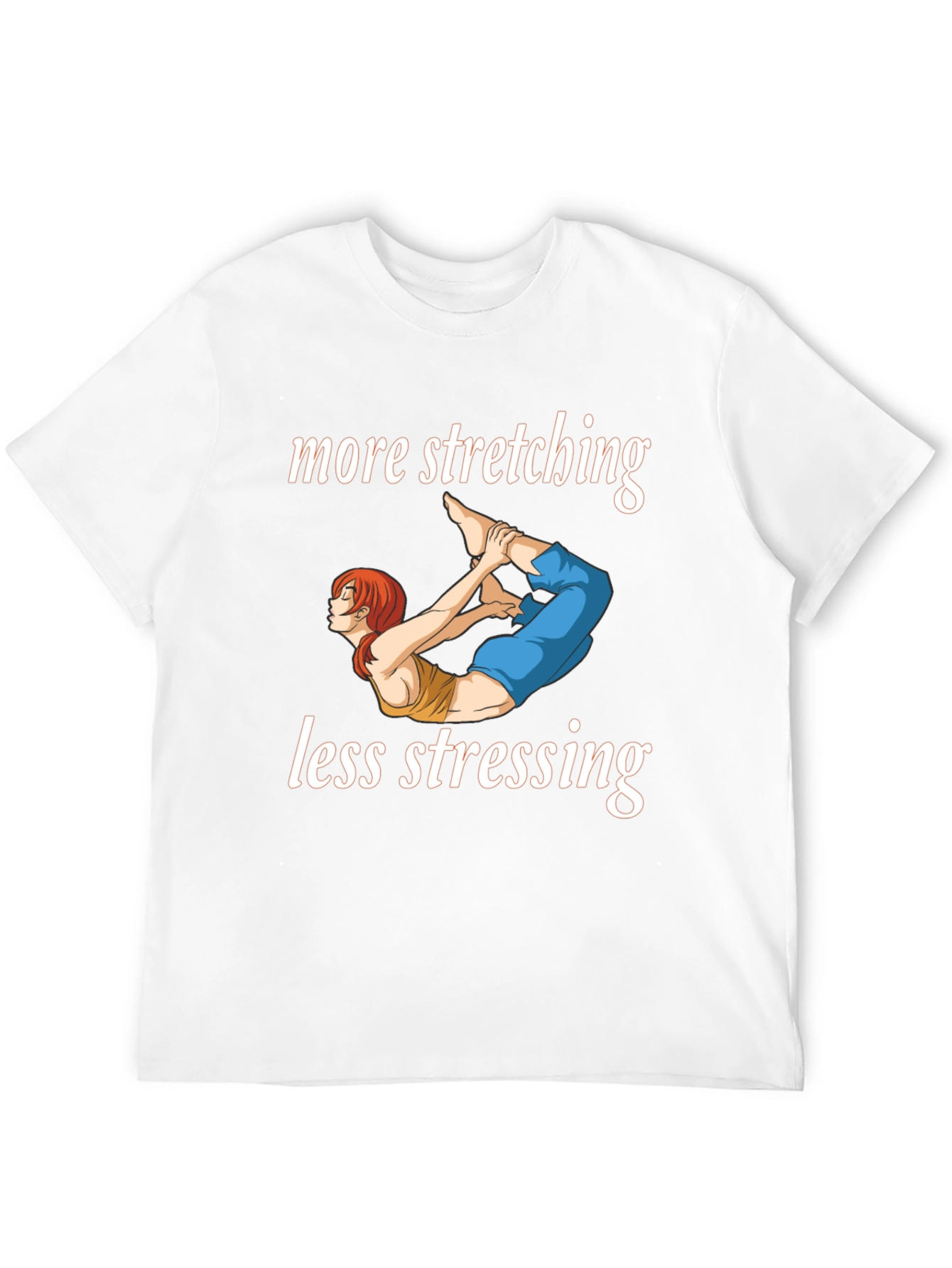 More Stretching Less Stressing Yoga Black T-Shirt