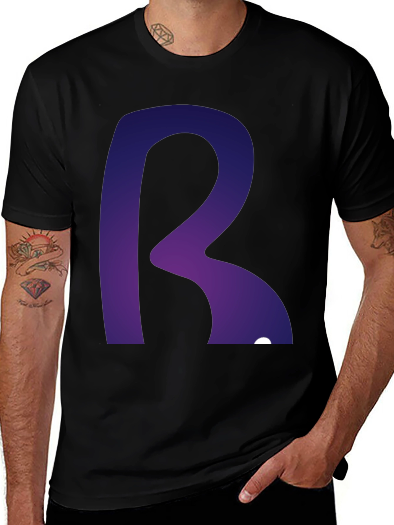 Letter R Graphic Tee - Modern Gradient Design