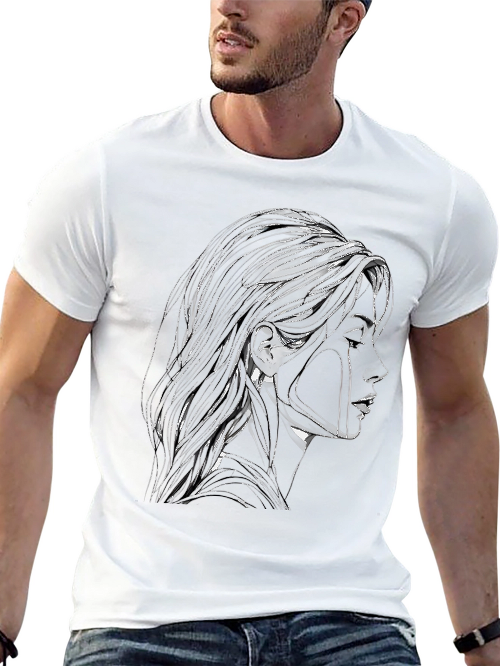 Abstract Woman Graphic Black T-Shirt