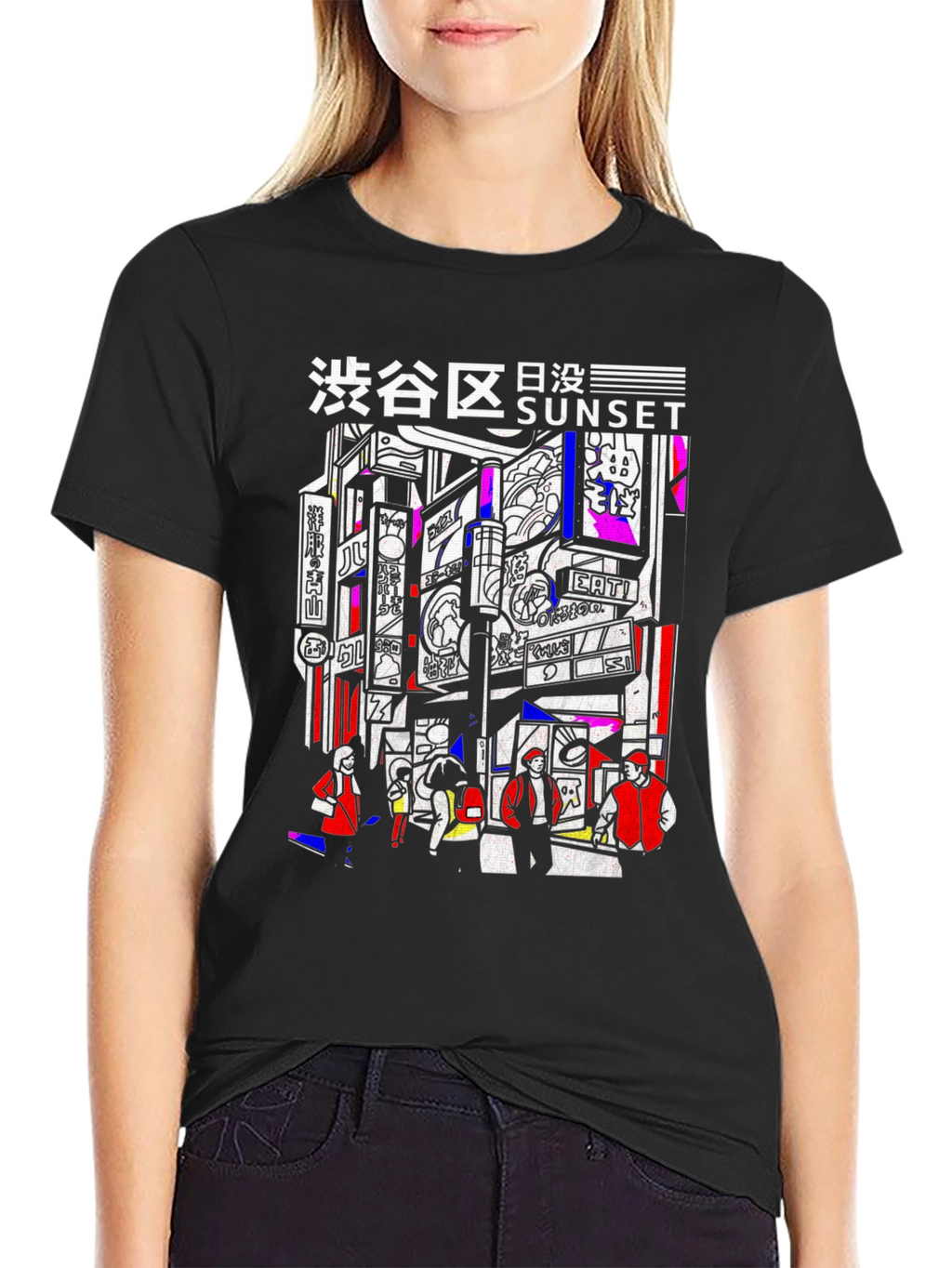Tokyo Sunset Graphic Tee - Black