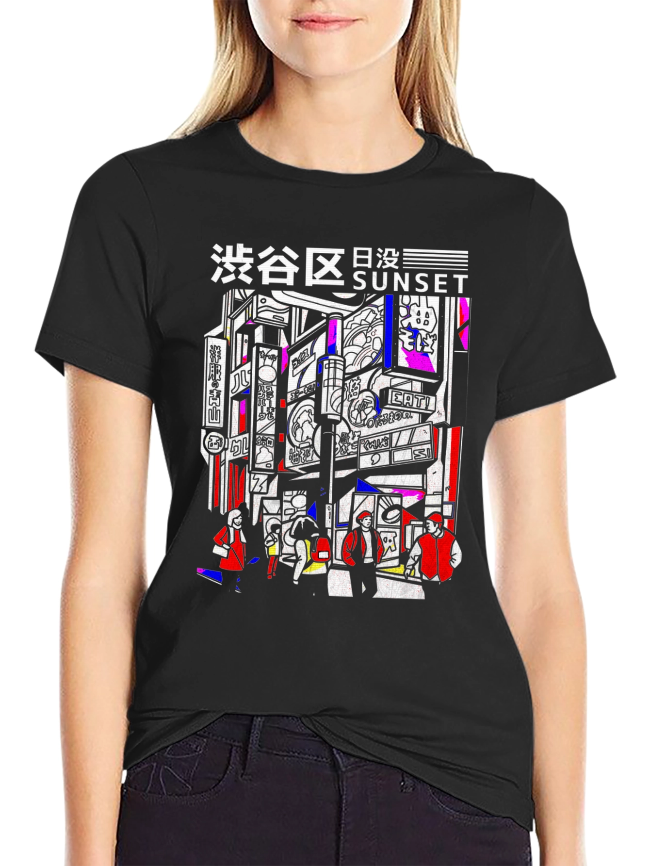Tokyo Sunset Graphic Tee - Black
