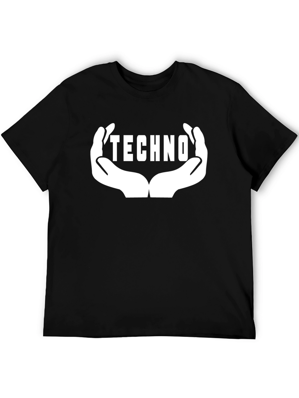 Techno Music Graphic Tee - Hands Design Black Cotton