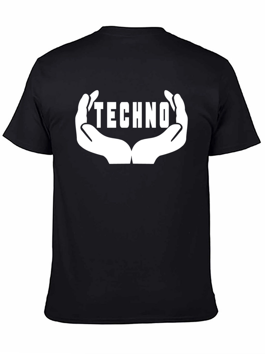 Techno Music Graphic Tee - Hands Design Black Cotton