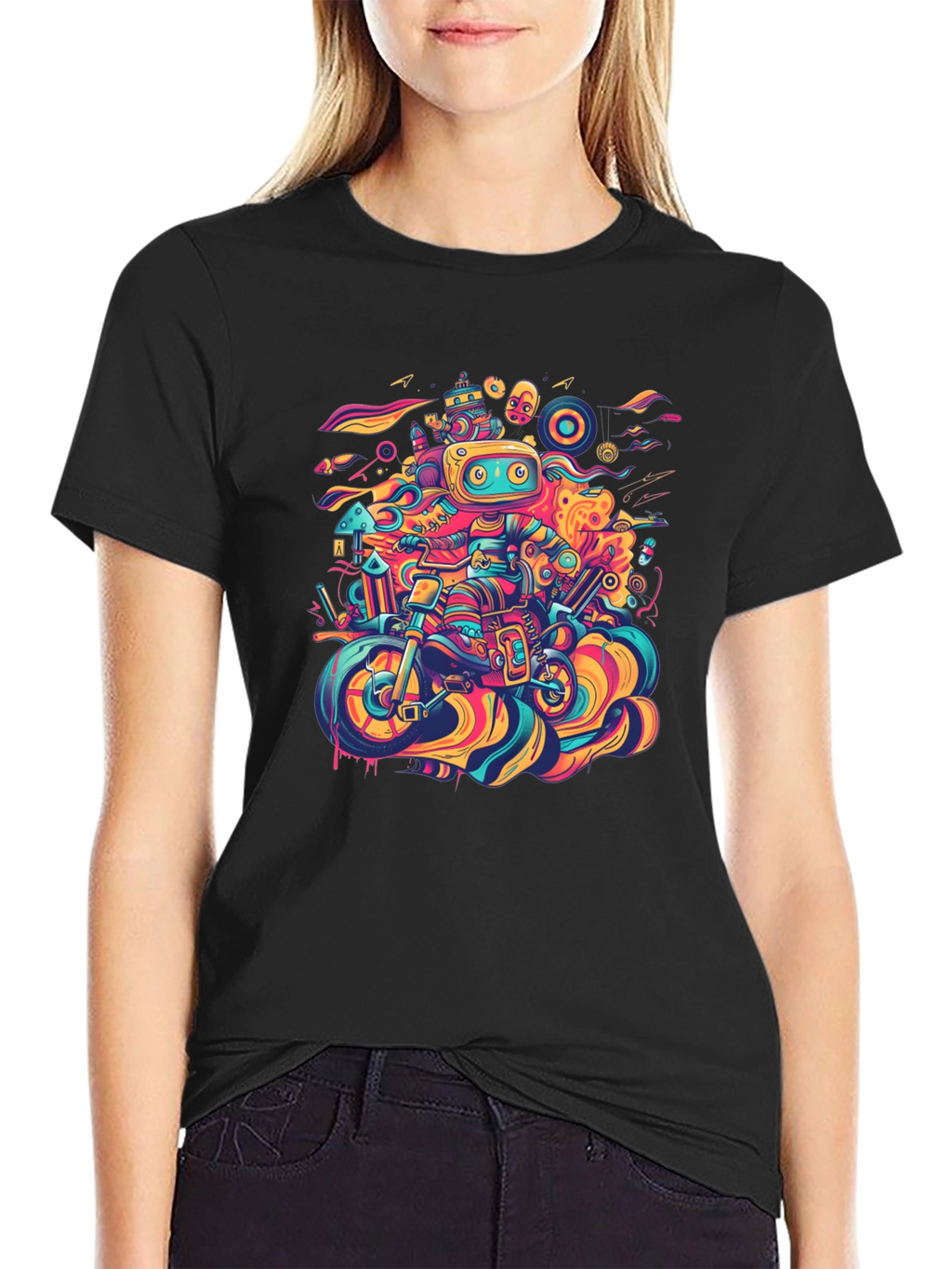 Robot Ride T-Shirt - Cool Graphic Tee
