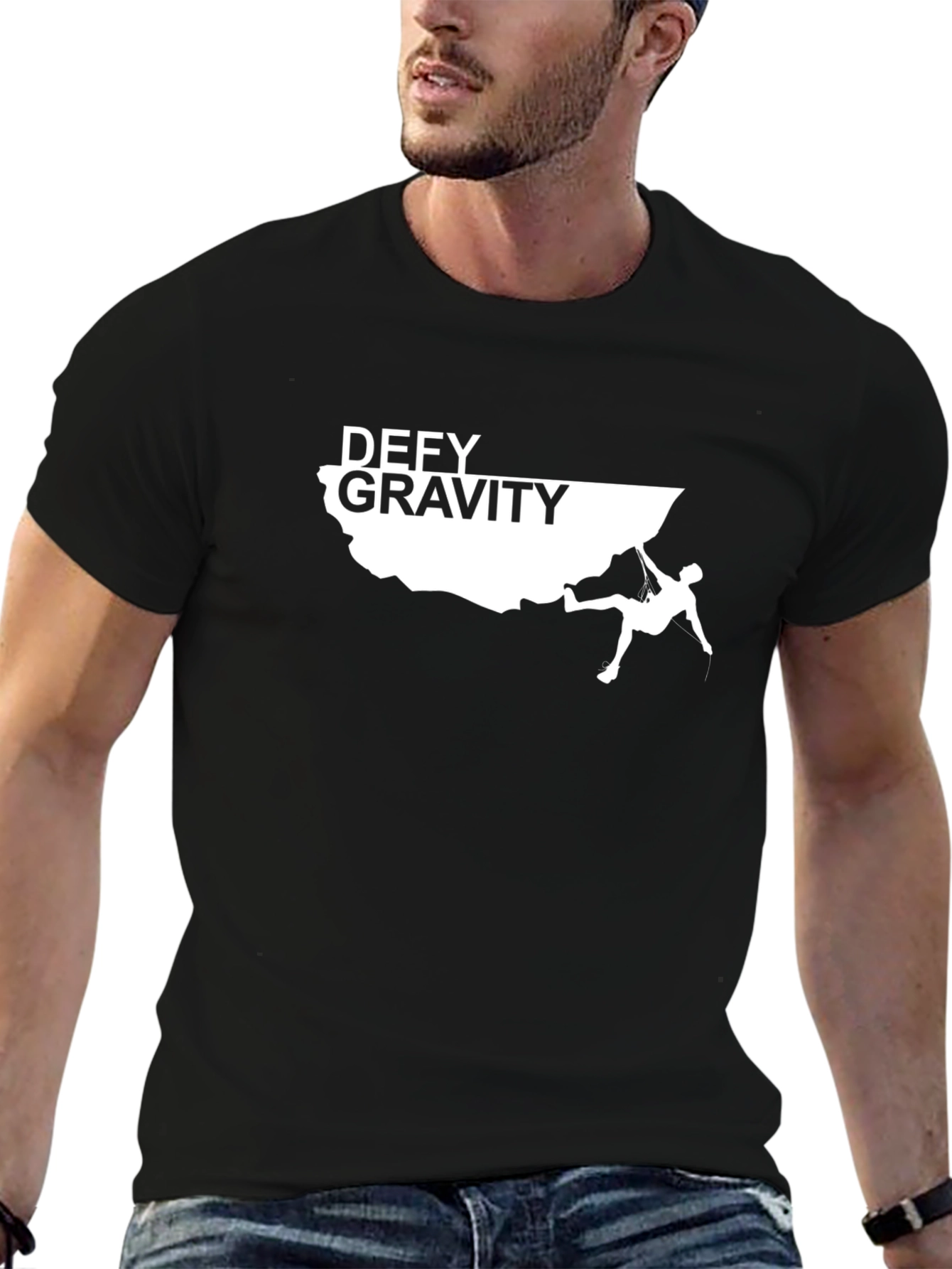 Defy Gravity Climbing Graphic T-Shirt - Black