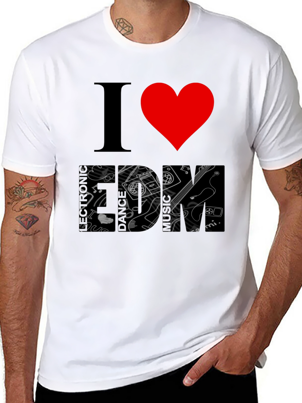 I Heart Music Black Graphic T-Shirt
