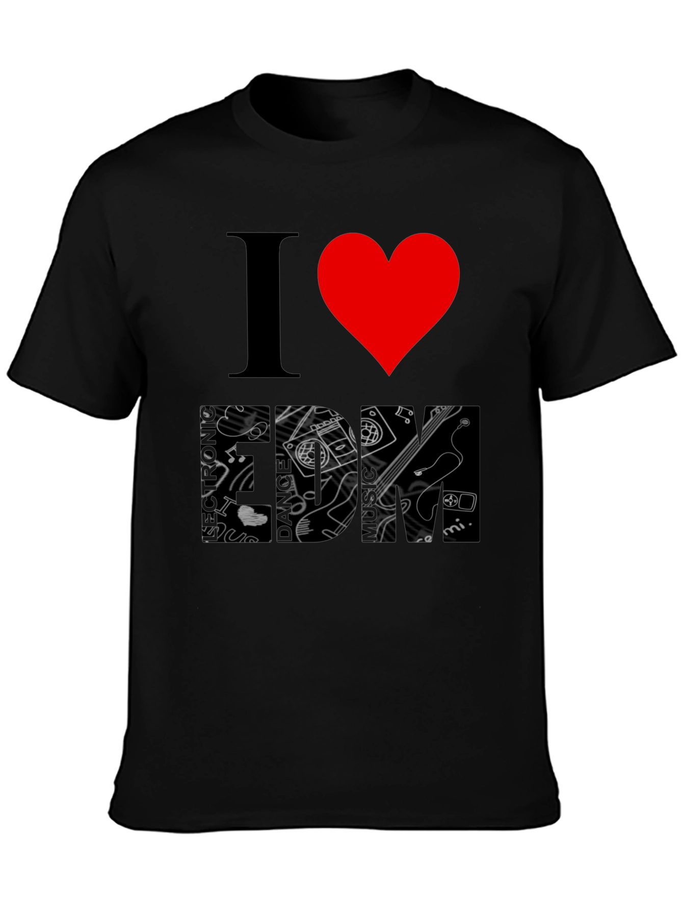 I Heart Music Black Graphic T-Shirt