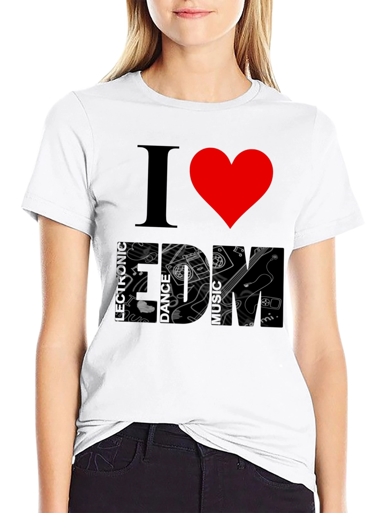 I Heart Music Black Graphic T-Shirt