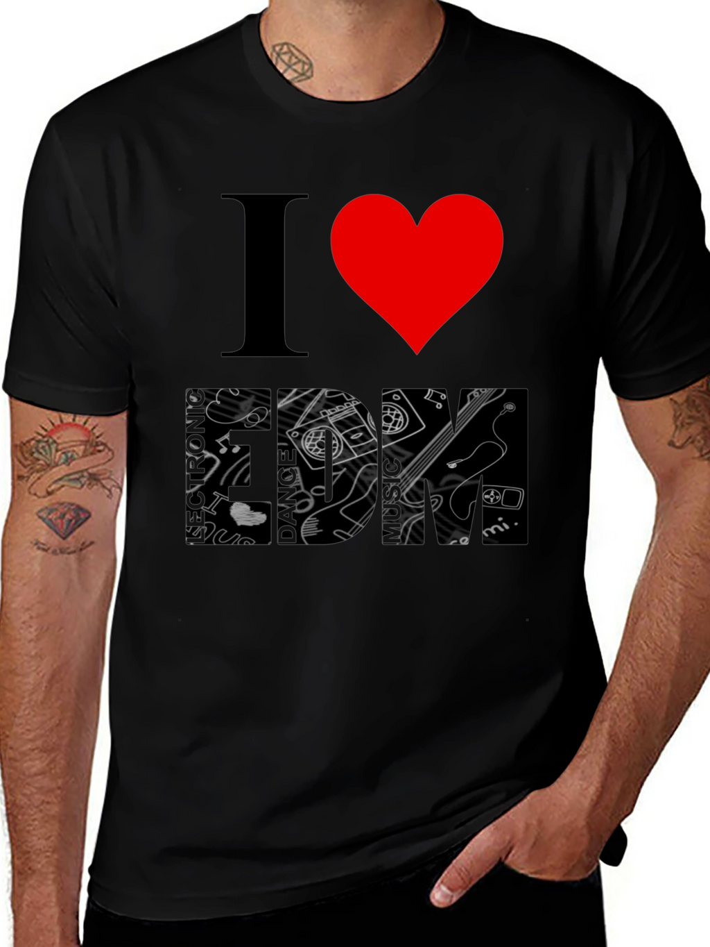 I Heart Music Black Graphic T-Shirt