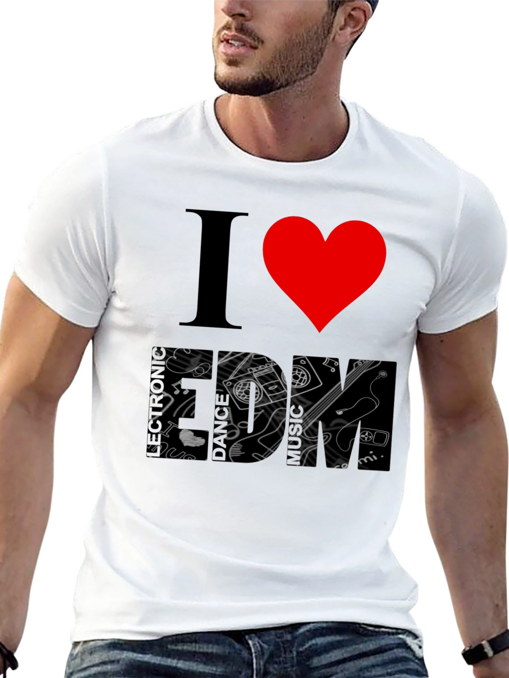 I Heart Music Black Graphic T-Shirt