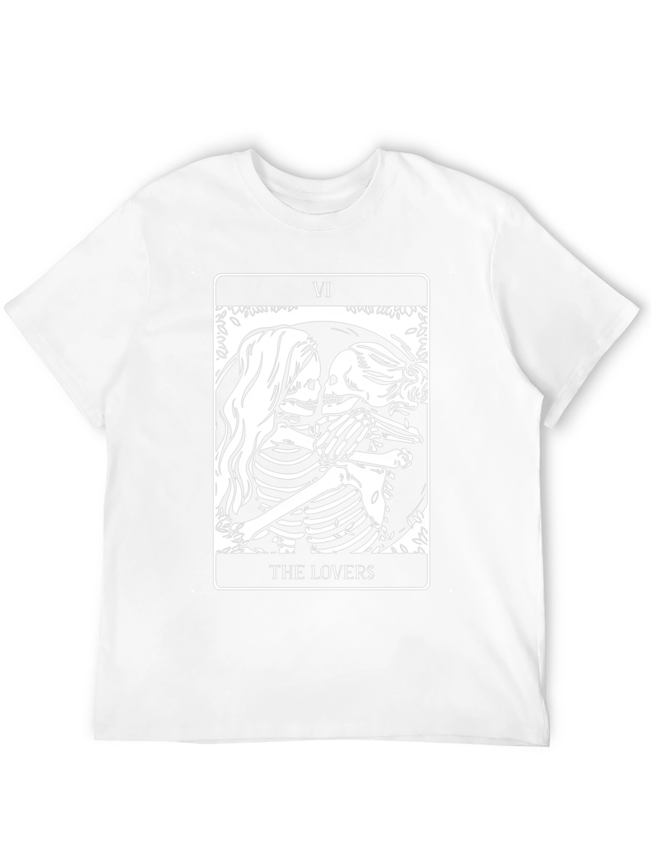 The Lovers Tarot Card Skeleton Graphic Black T-Shirt