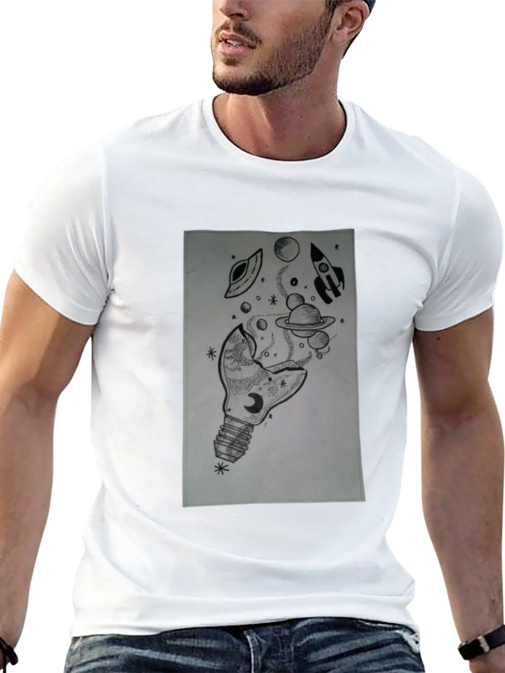 Space Bulb Black T-Shirt - Galaxy Dream Tee
