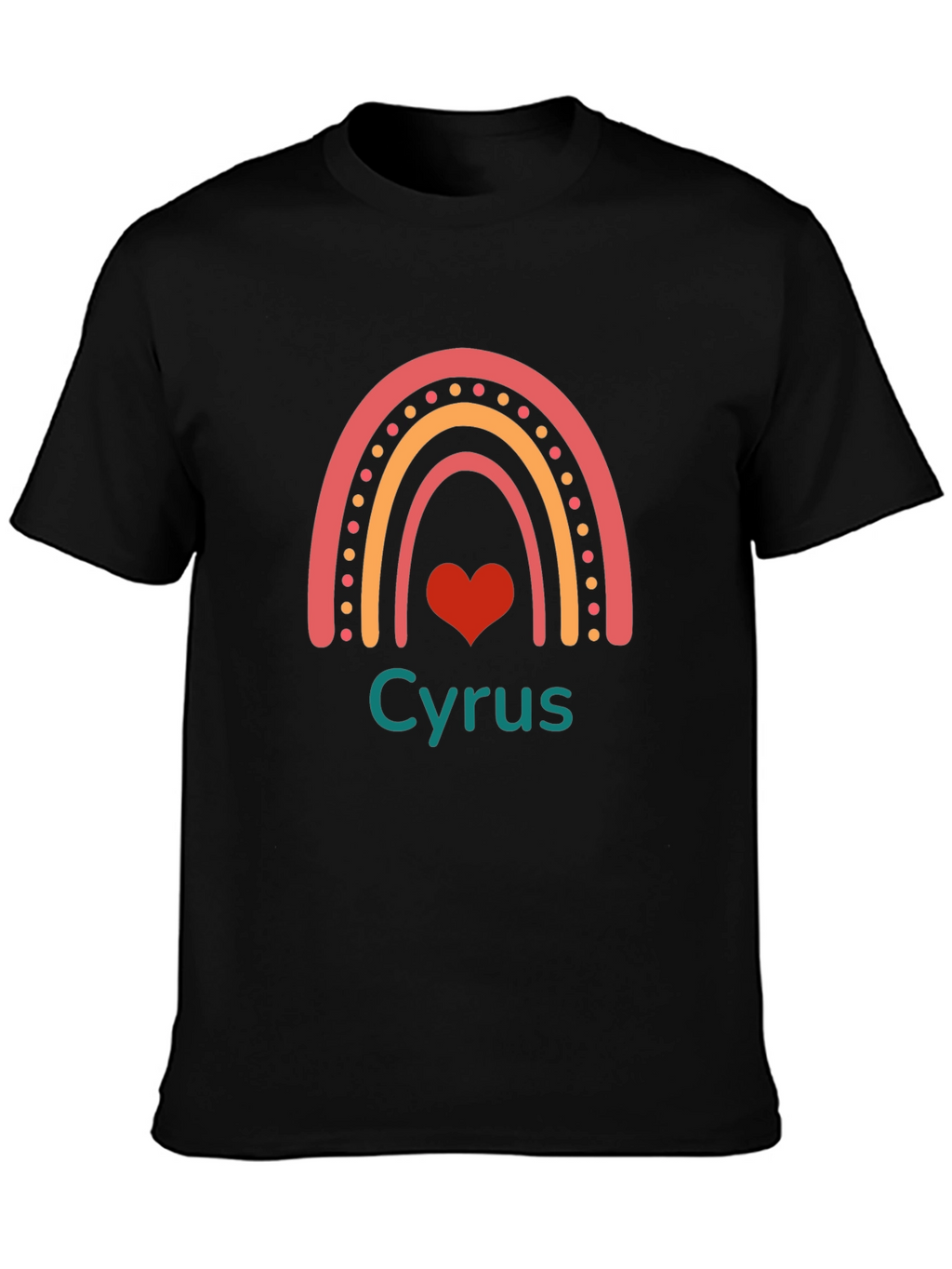 Cyrus Rainbow Heart Tee - Soft Black T-Shirt