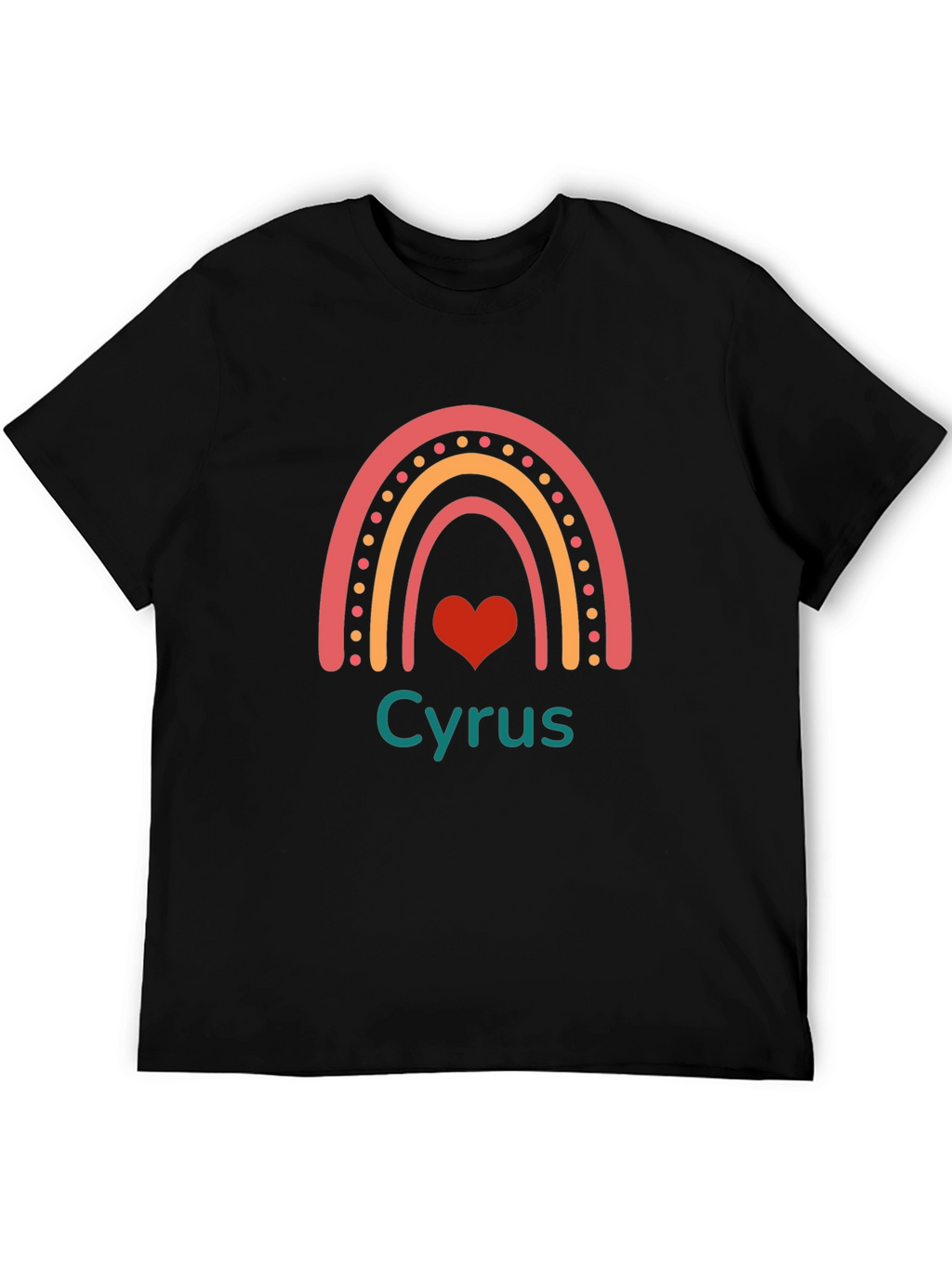 Cyrus Rainbow Heart Tee - Soft Black T-Shirt