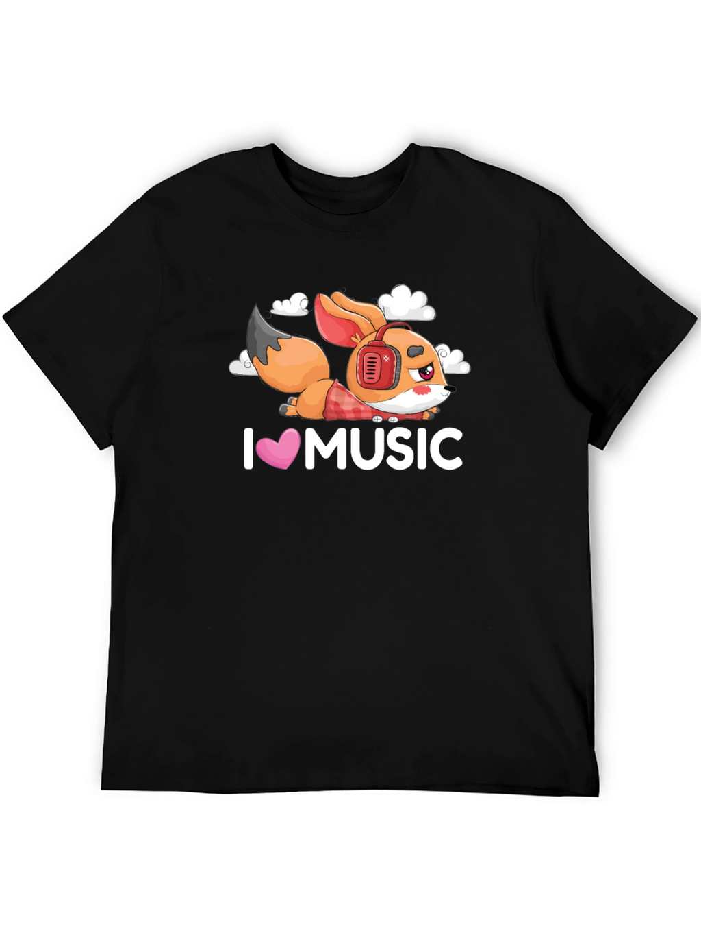I Love Music Fox Black T-Shirt