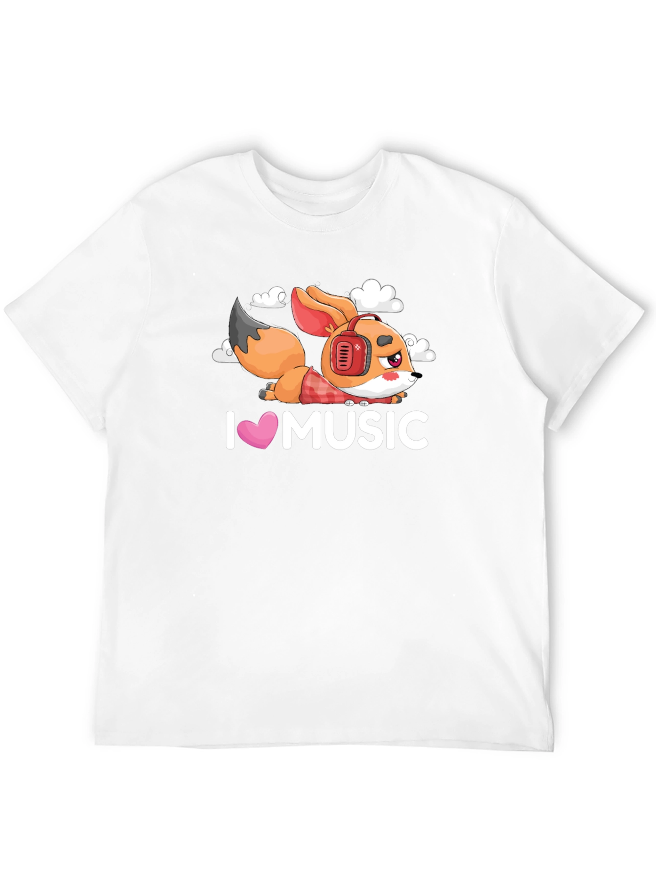 I Love Music Fox Black T-Shirt