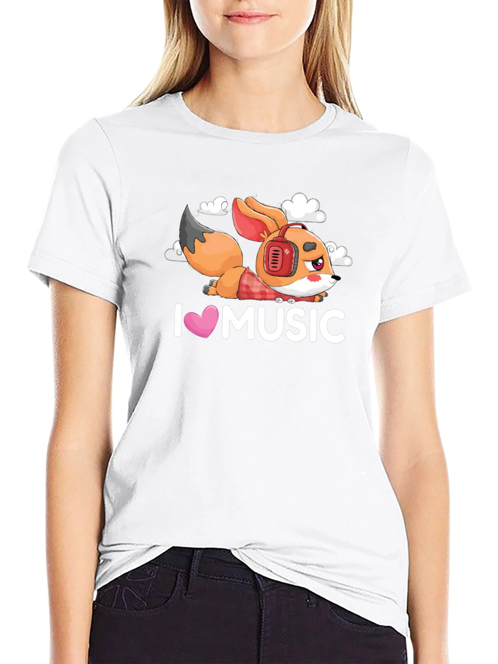 I Love Music Fox Black T-Shirt