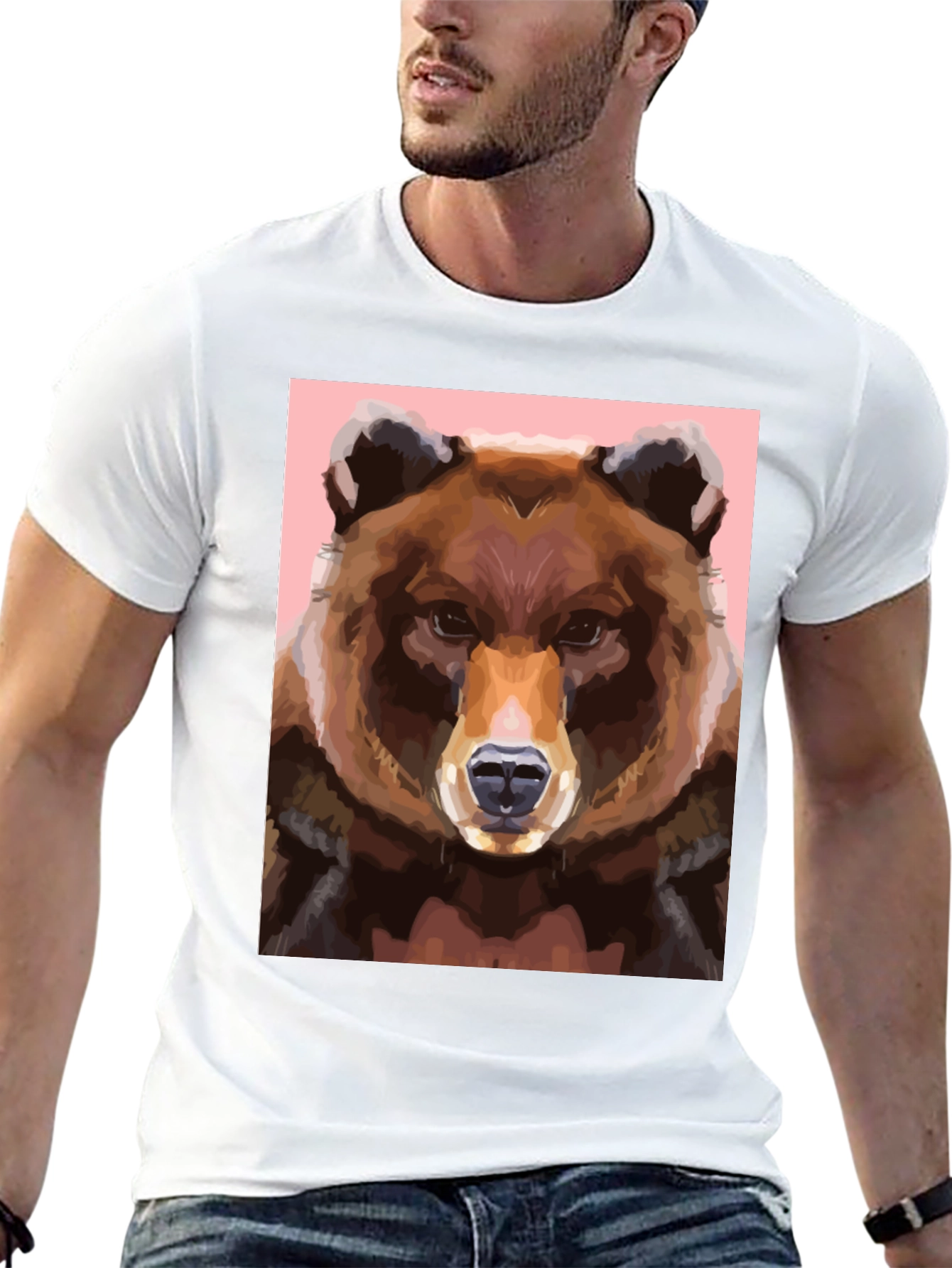 Bear Graphic Tee - Cool Animal Print Shirt
