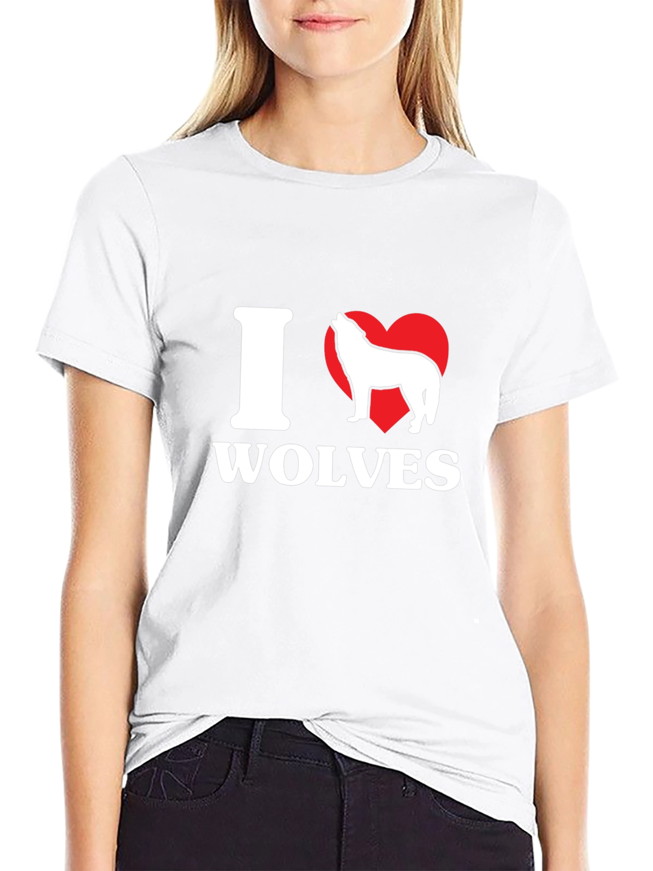 I Heart Wolves Graphic T-Shirt - Mens Black Tee