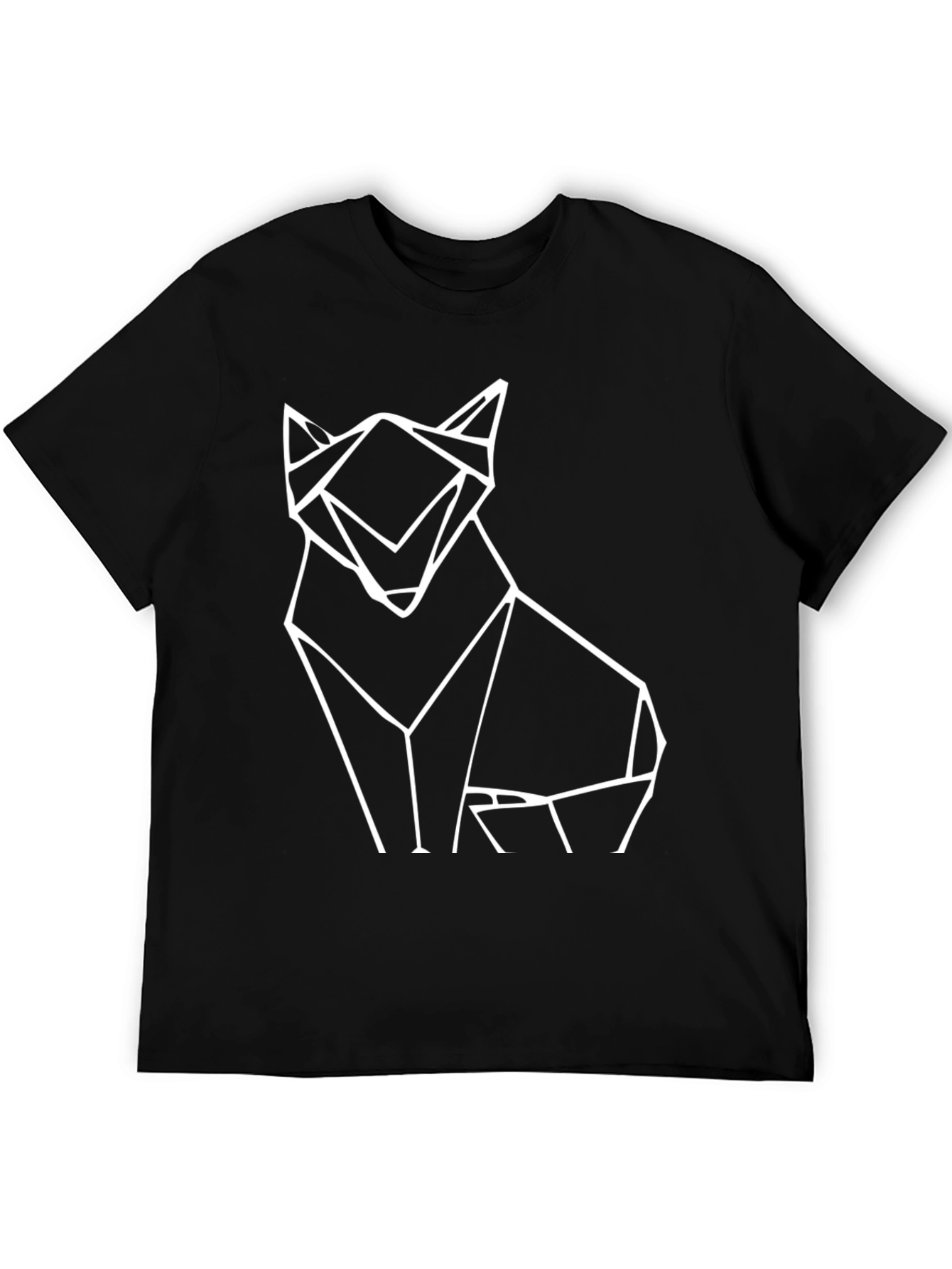 Geometric Wolf Graphic Tee - Black