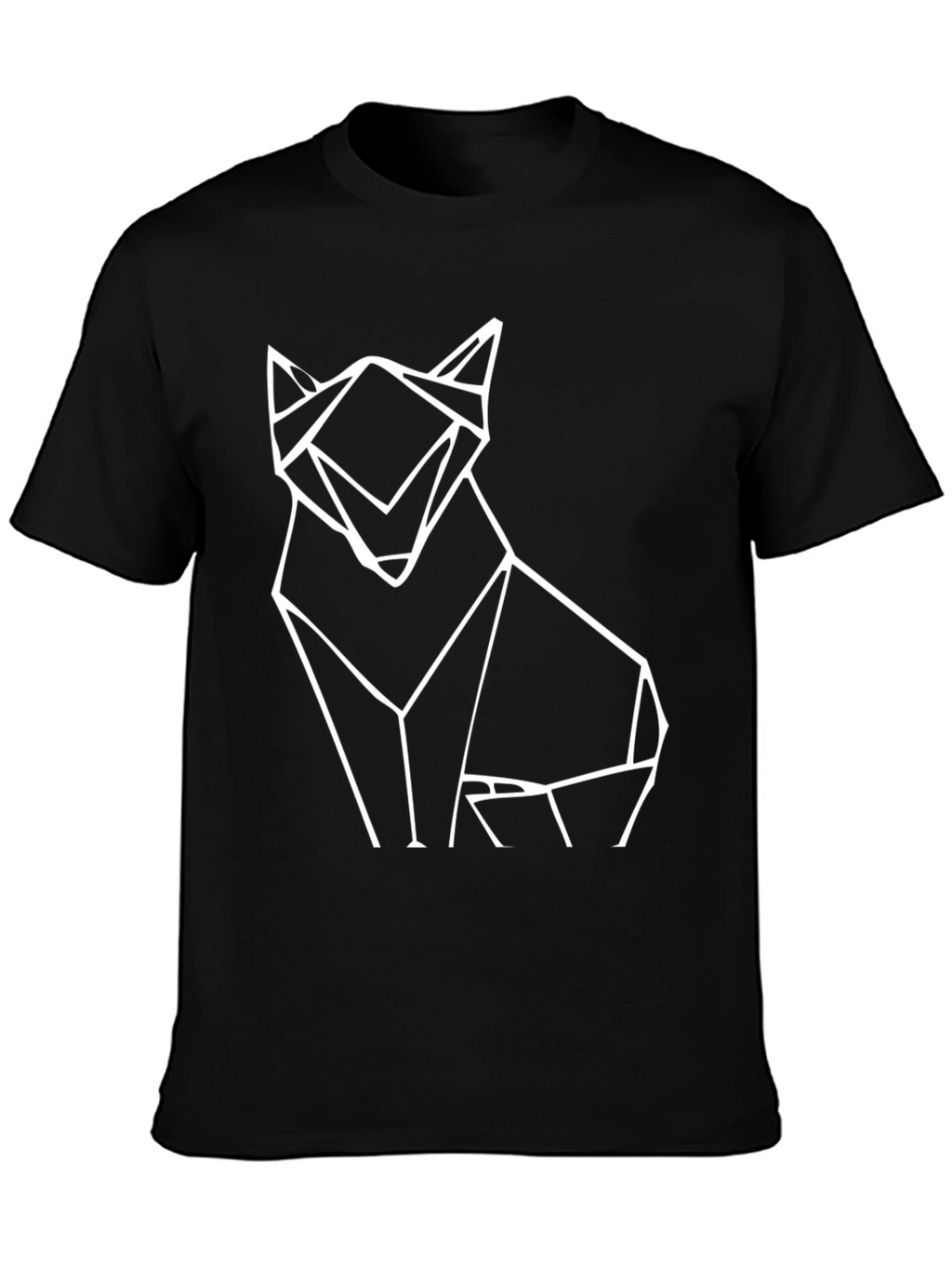 Geometric Wolf Graphic Tee - Black