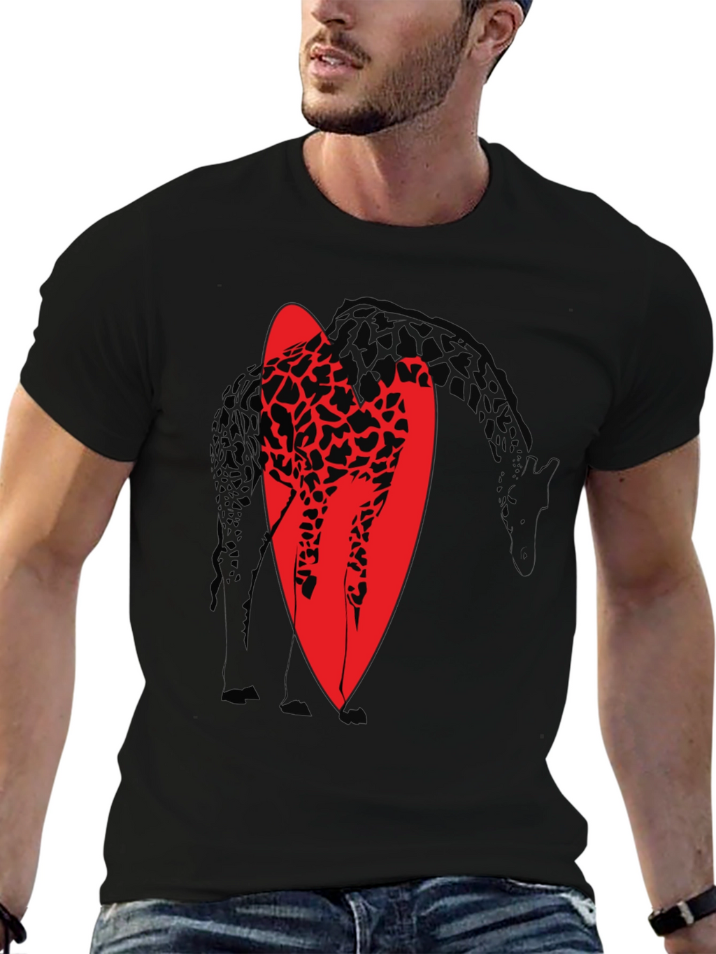 Giraffe Graphic Tee - Stylish Black Cotton T-Shirt