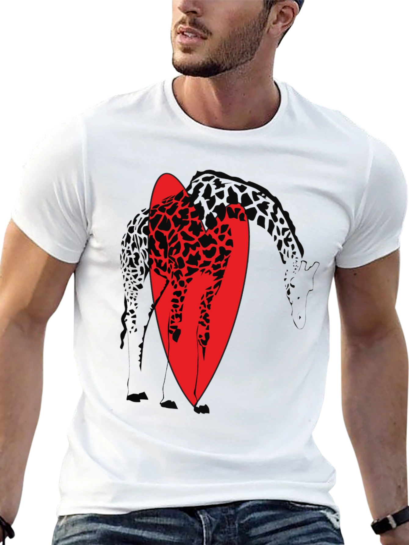 Giraffe Graphic Tee - Stylish Black Cotton T-Shirt