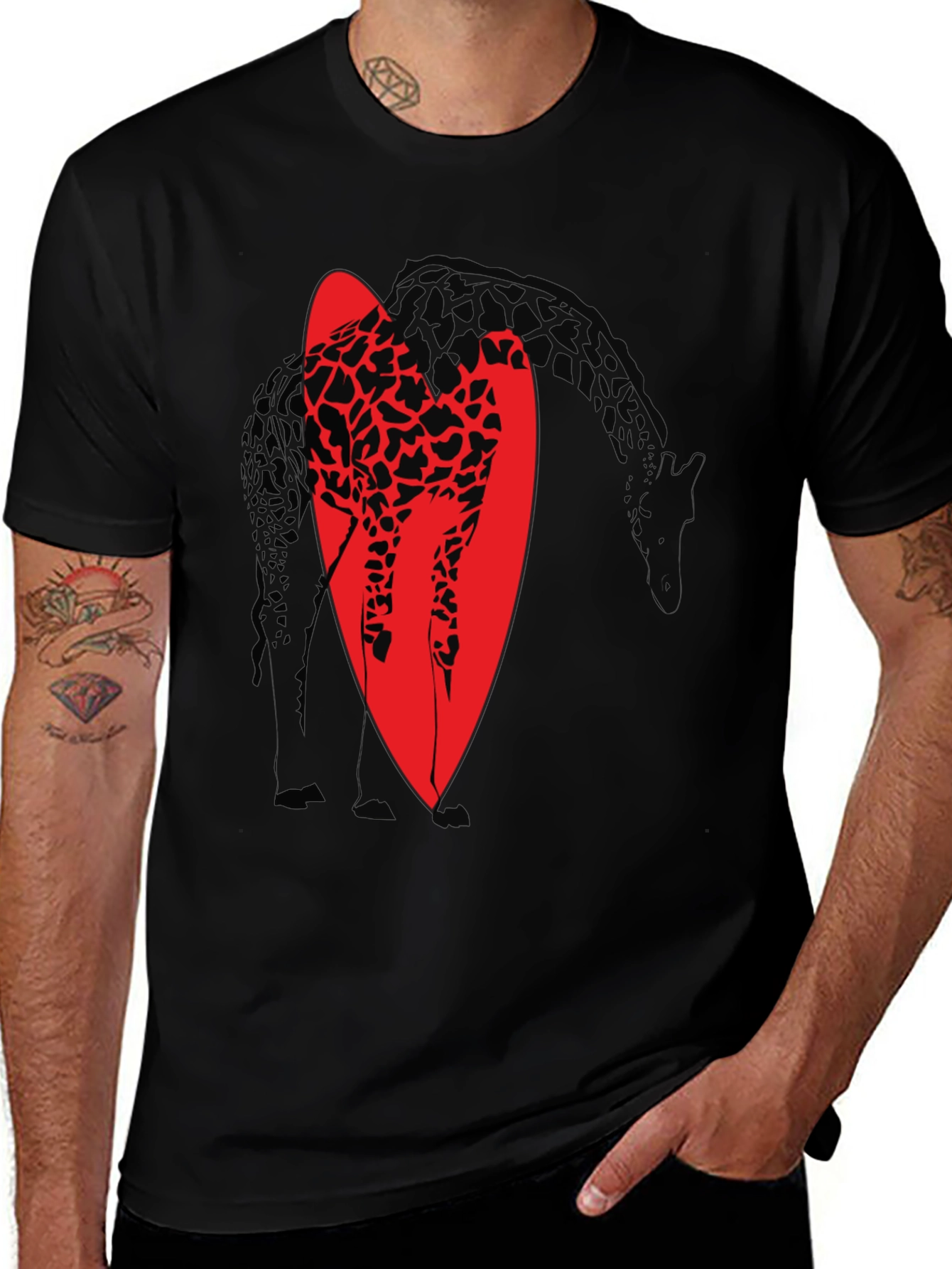 Giraffe Graphic Tee - Stylish Black Cotton T-Shirt