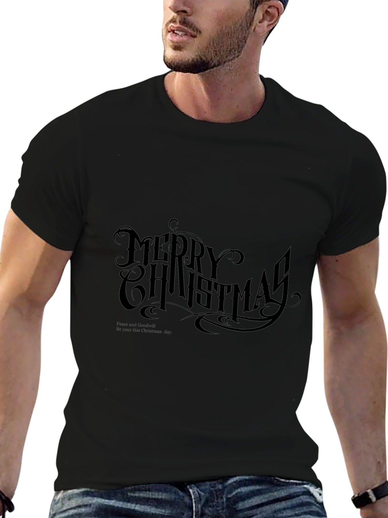Merry Christmas Black Graphic Tee