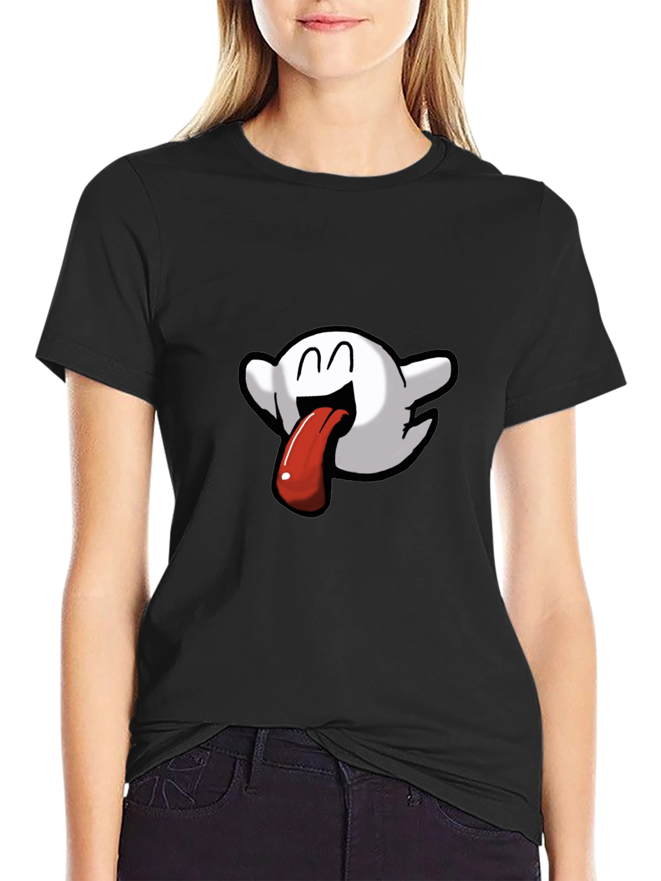 Boo Tongue T-Shirt - Quirky Black Tee