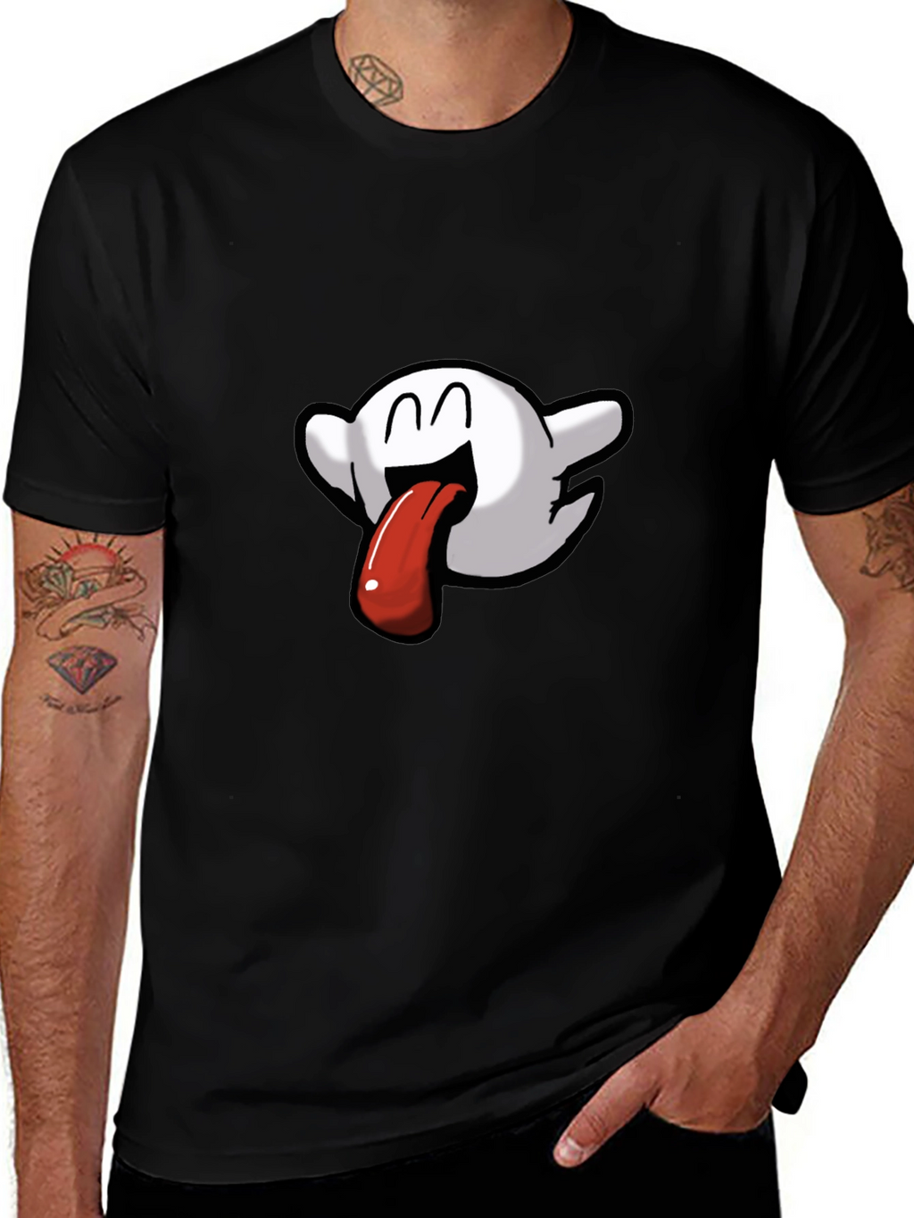 Boo Tongue T-Shirt - Quirky Black Tee