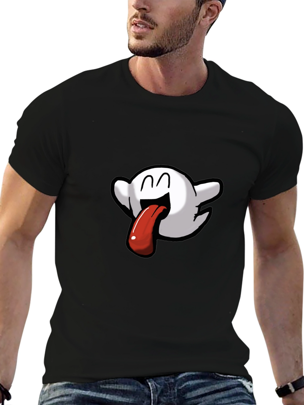 Boo Tongue T-Shirt - Quirky Black Tee