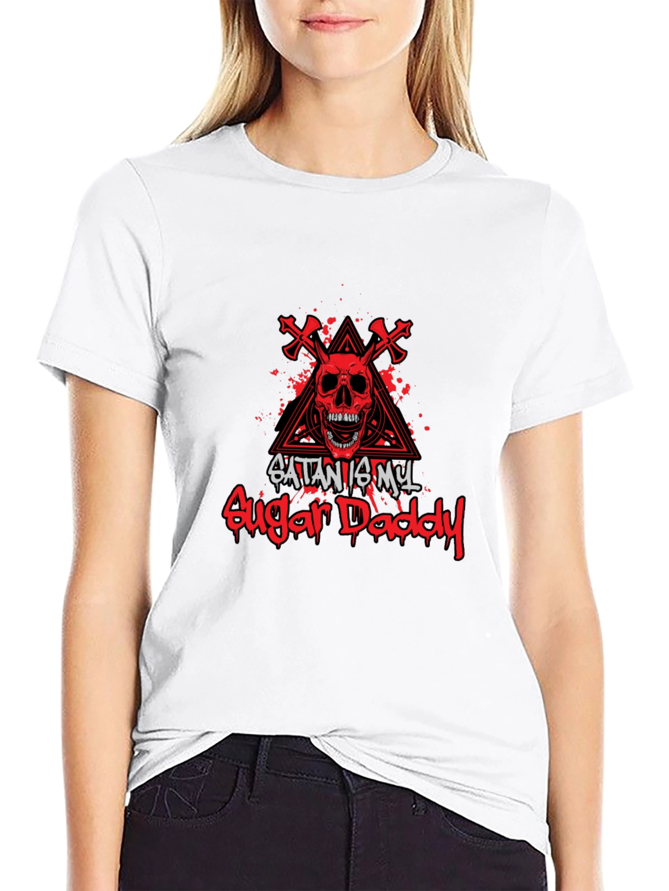 Satan is My Sugar Daddy Black Graphic Tee
