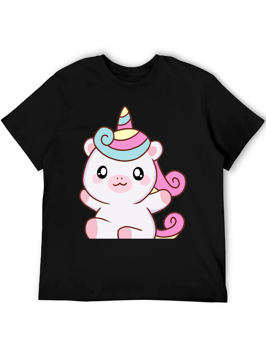 Cute Unicorn Bear Graphic Black T-Shirt
