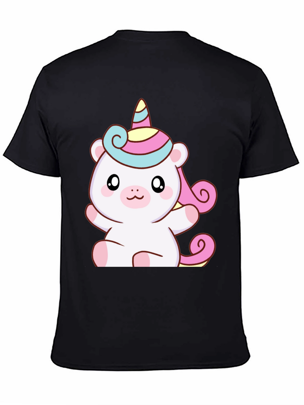 Cute Unicorn Bear Graphic Black T-Shirt