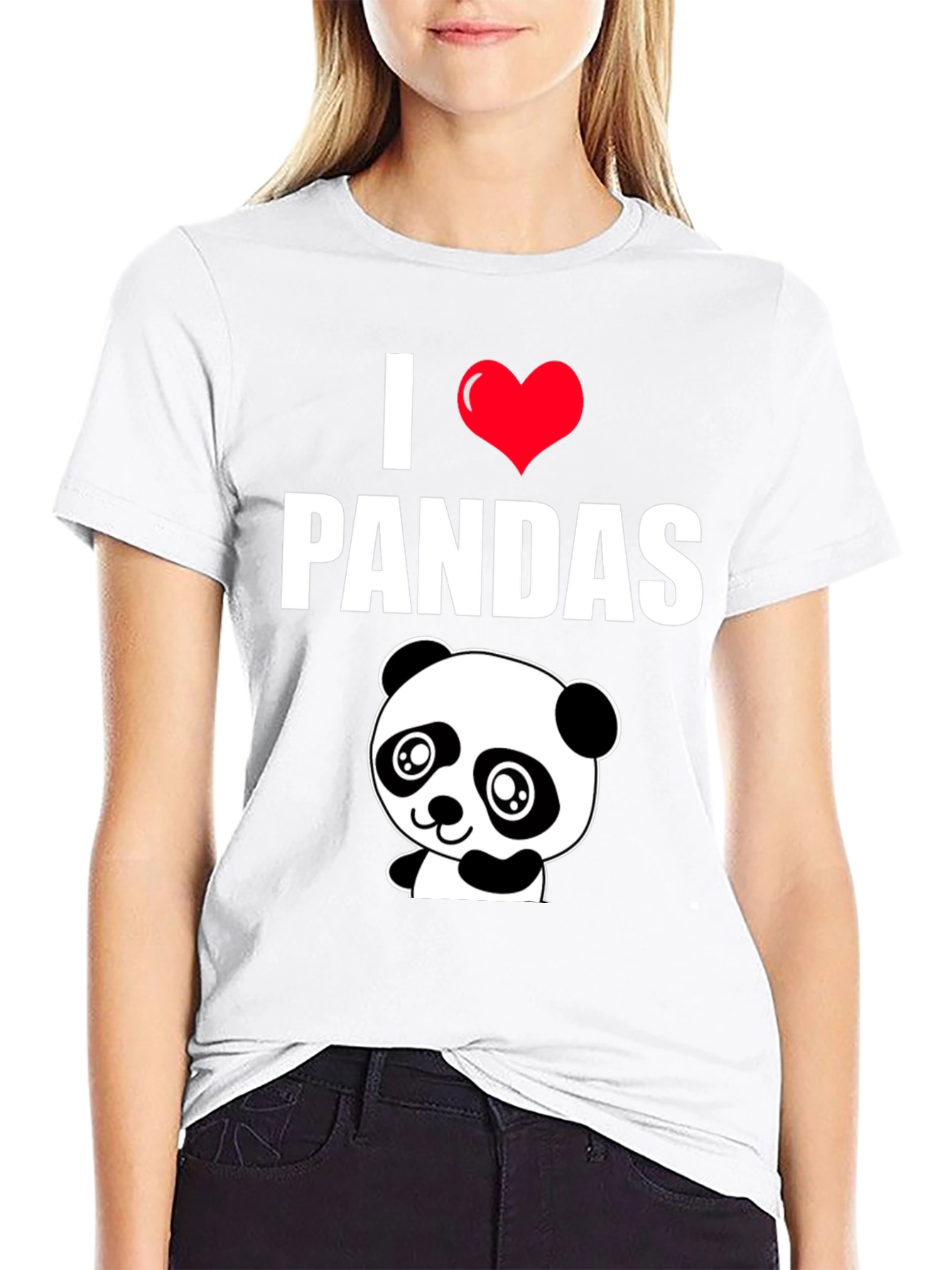 I Heart Pandas Black Graphic Tee Shirt