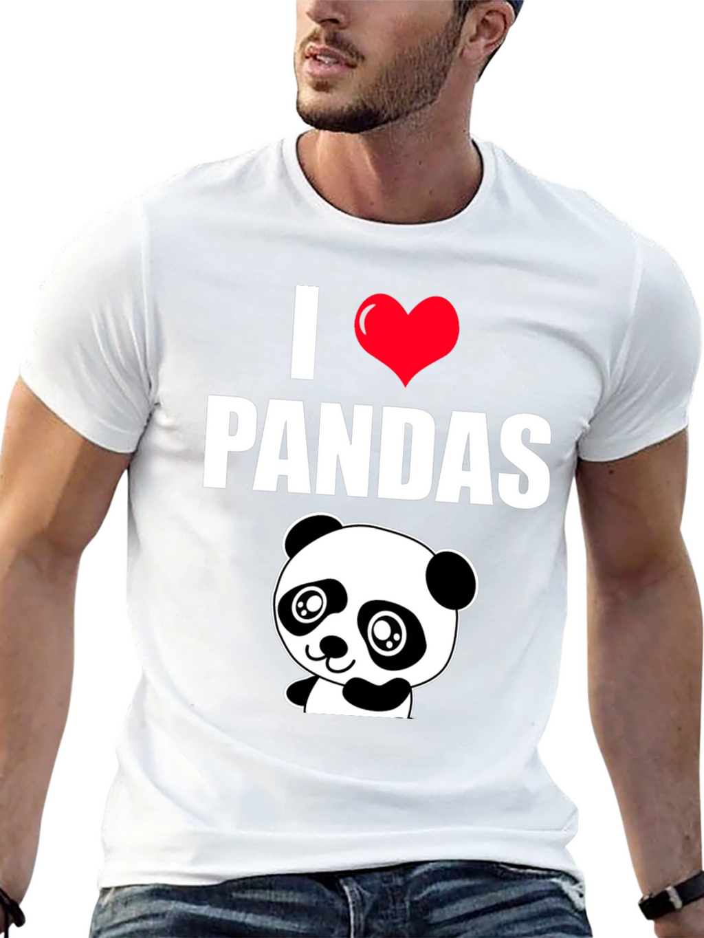 I Heart Pandas Black Graphic Tee Shirt