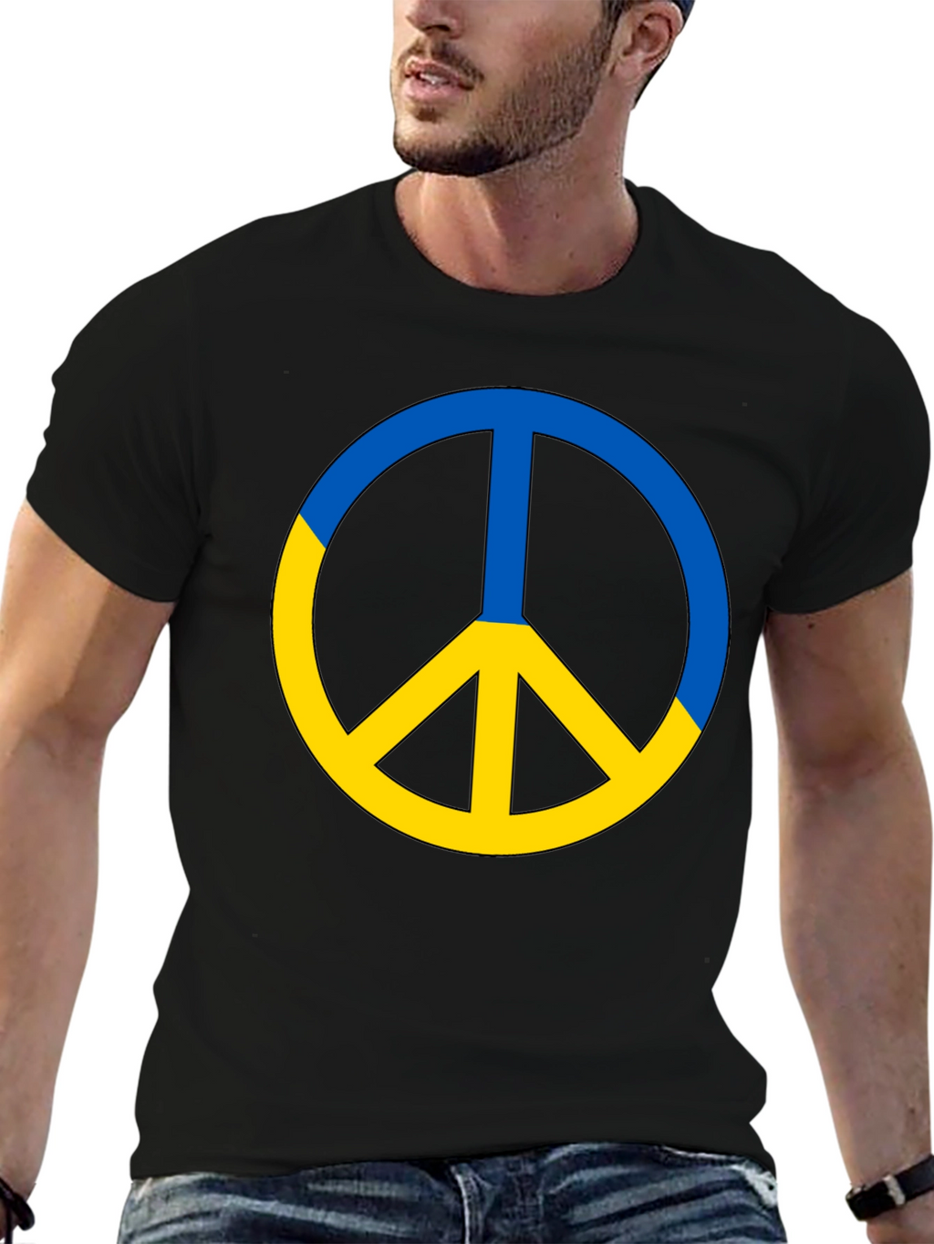 Ukraine Peace Sign T-Shirt - Black
