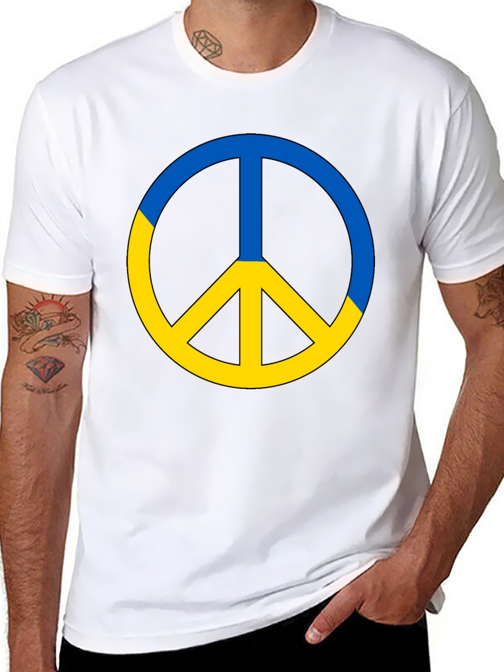 Ukraine Peace Sign T-Shirt - Black