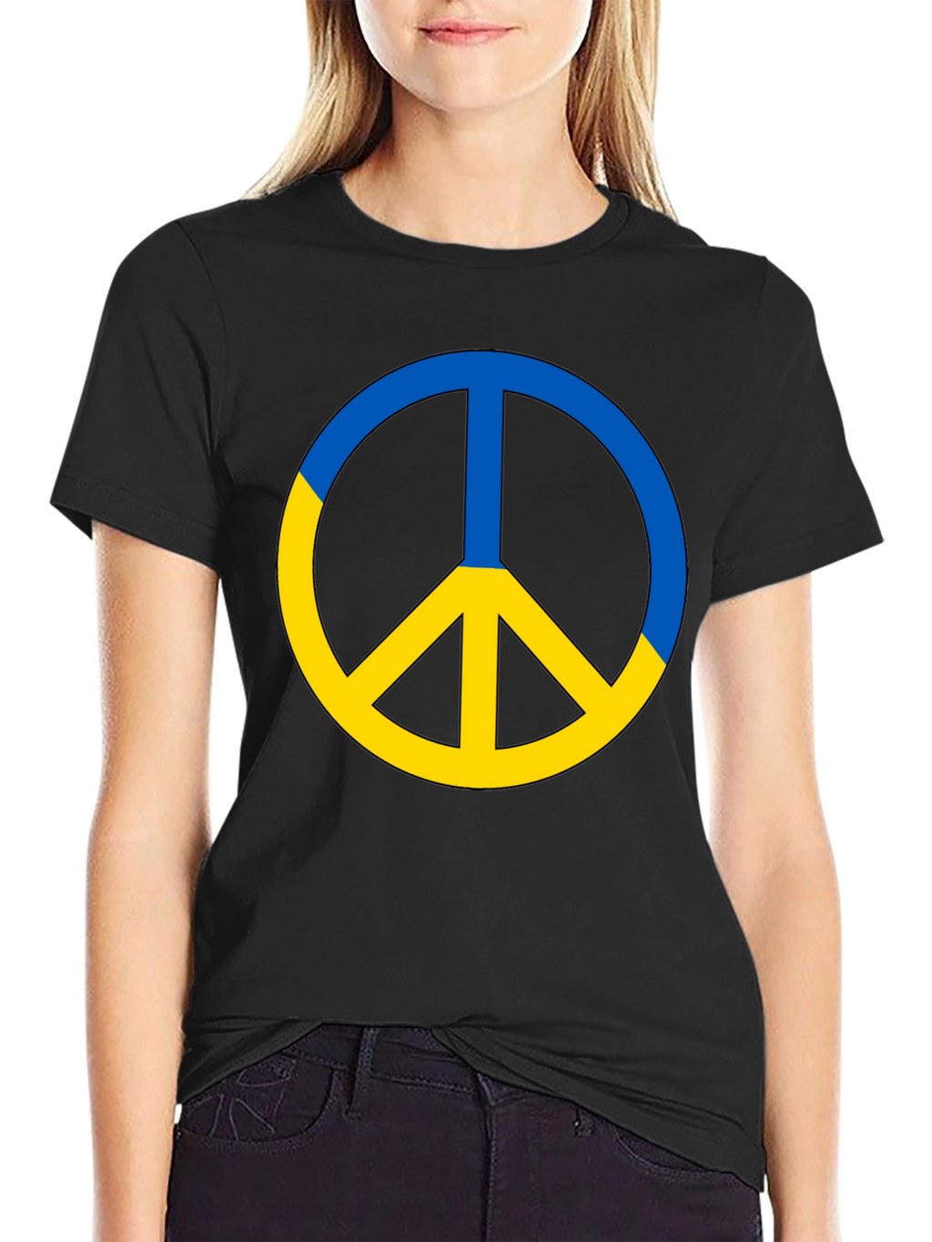 Ukraine Peace Sign T-Shirt - Black