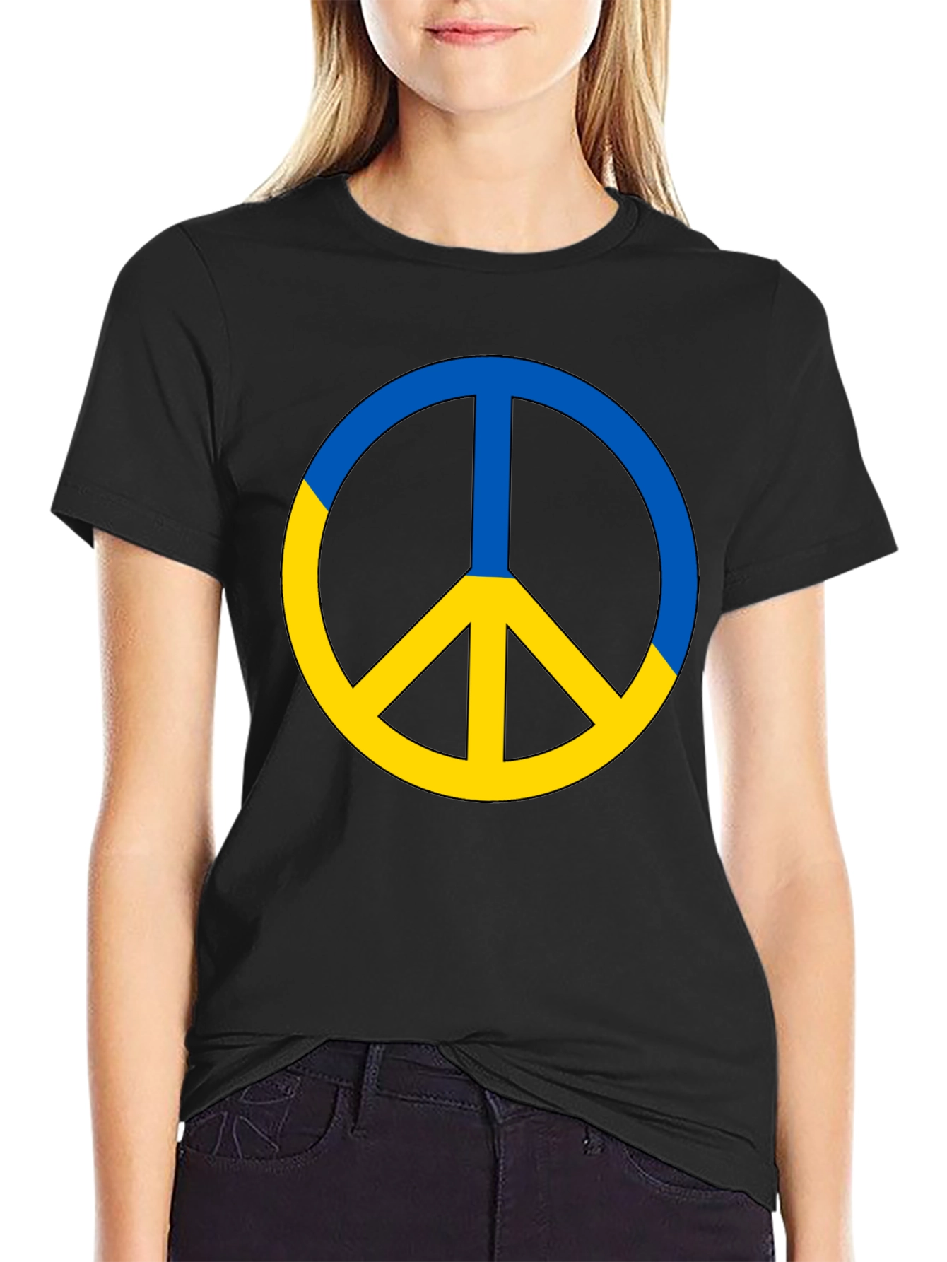 Ukraine Peace Sign T-Shirt - Black