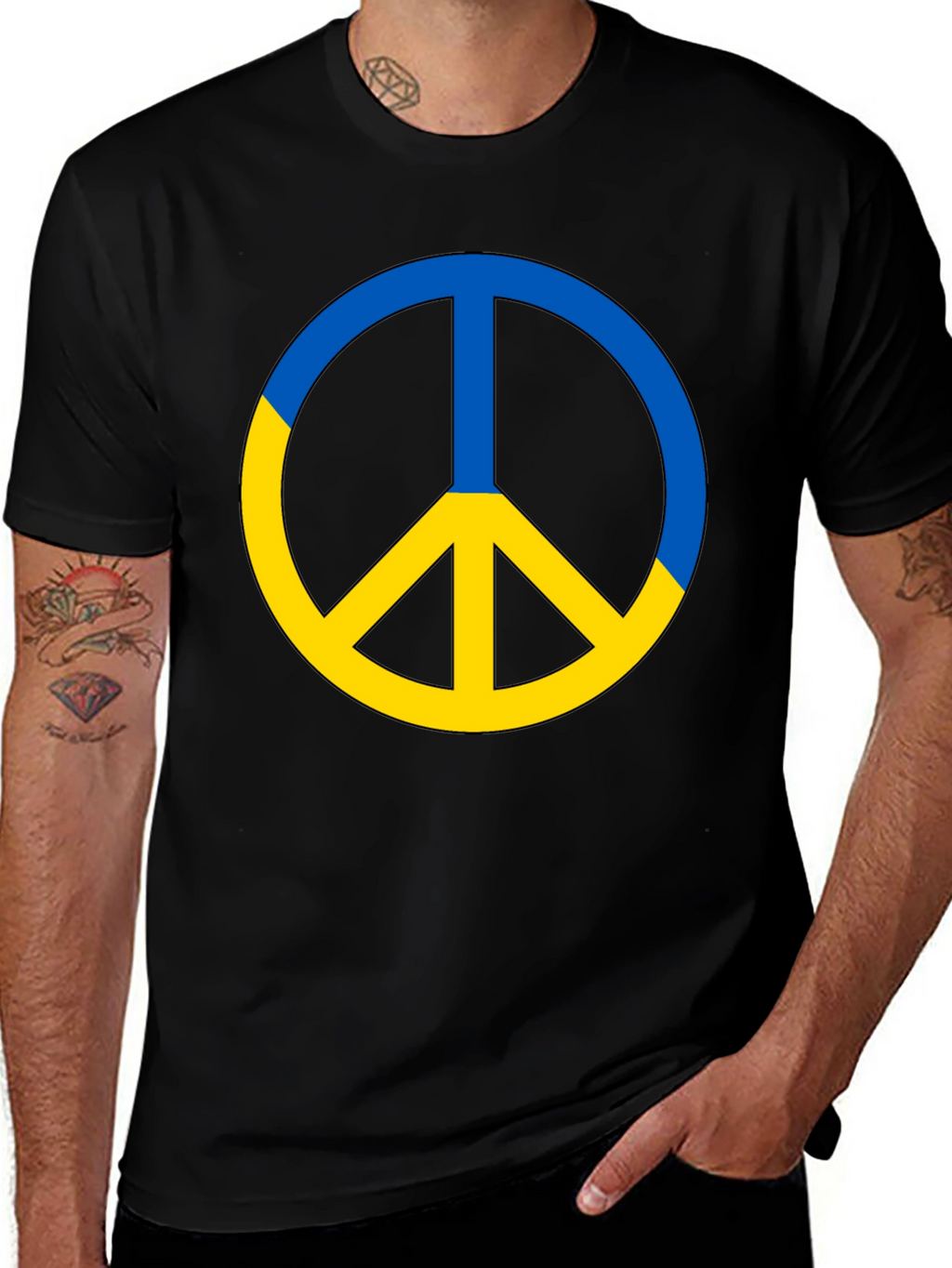Ukraine Peace Sign T-Shirt - Black