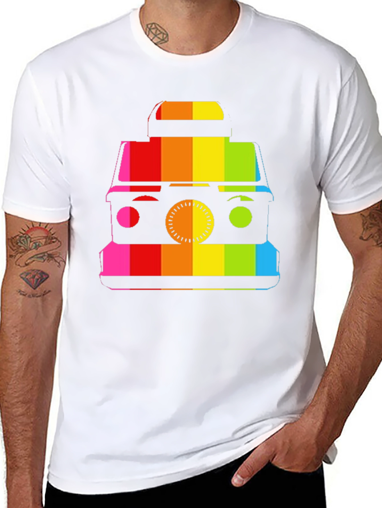 Retro Rainbow Camera Graphic T-Shirt