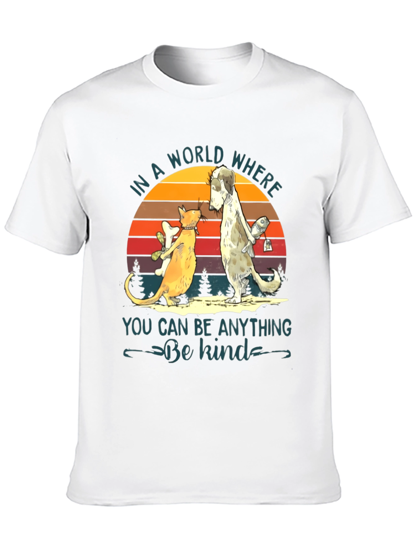 Be Kind T-Shirt: Cat & Dog Graphic Tee