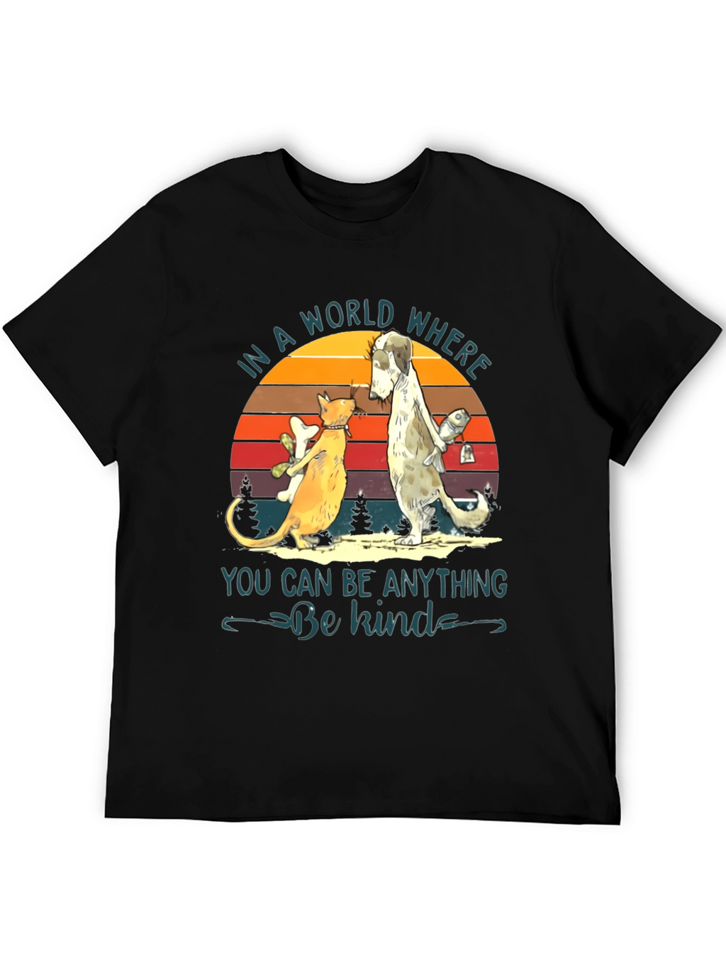 Be Kind T-Shirt: Cat & Dog Graphic Tee